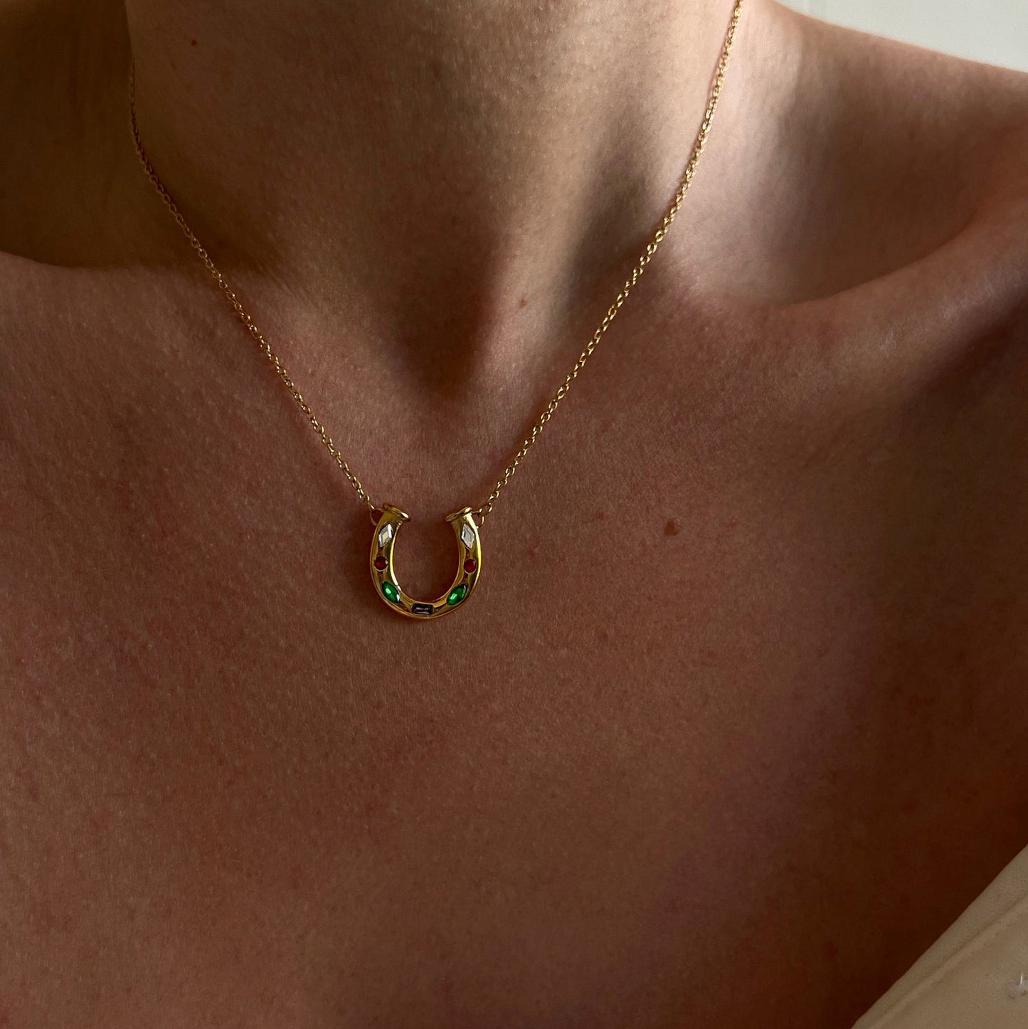 Western Cowboy Boots and Horseshoe Pendant Necklace