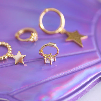 Luxurious Star Stud Earrings, Full Diamond Paved, Ear Cuff, 925 Sterling Silver, Single Piece