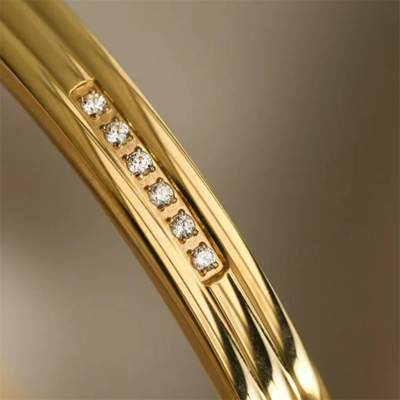 Titanium Steel Gold-Plated Diamond-Studded Bracelet