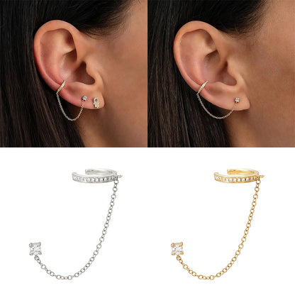 Gothic Punk Handcuff Chain Earrings, Real 925 Silver, Gold & Silver Colors