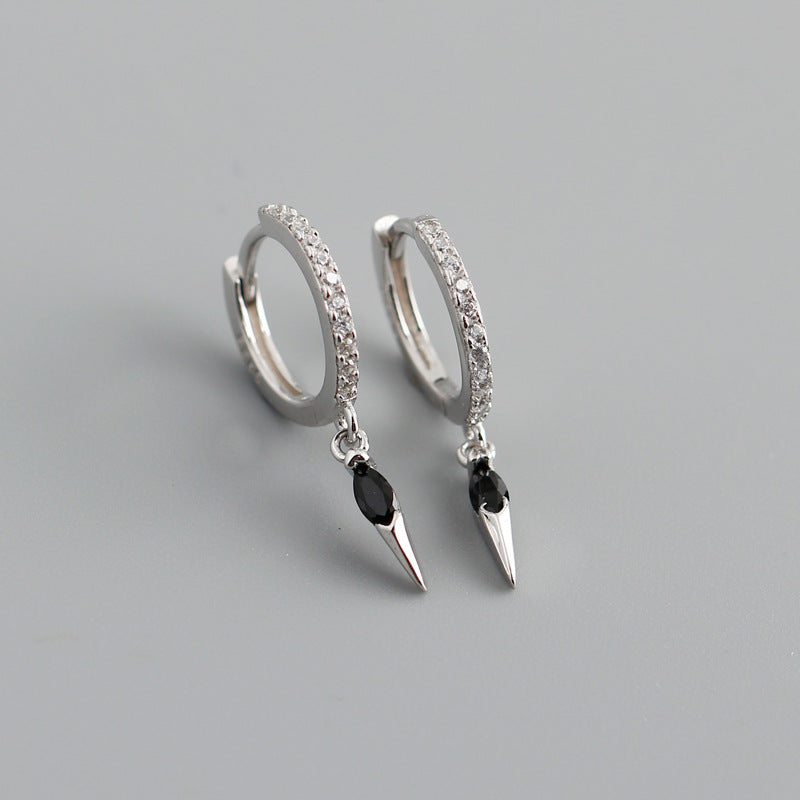 Elegant s925 Sterling Silver Hoop Earrings with Marquise Gemstones & Diamond Accents