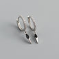 Elegant s925 Sterling Silver Hoop Earrings with Marquise Gemstones & Diamond Accents