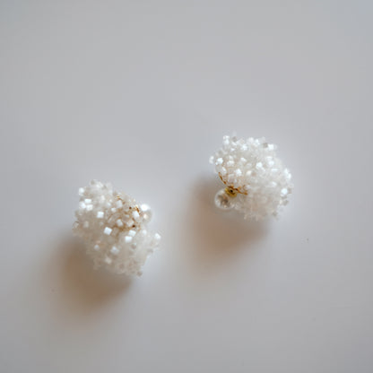 Handmade Vintage Bead Earrings, White Studs and Clips