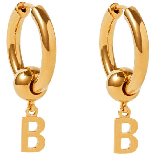 Geometric Brass Hip-Hop Letter B Earrings, Retro Ear Cuff