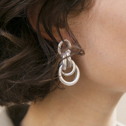 Minimalist Versatile Hoop Earrings, Vintage Metal Circle Tassel, Elegant Dripping Charms