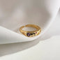 Pave Zircon Ring in 18K Gold Plating, Colorful Edition, Adjustable Open Design