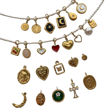 Natural Mother-of-Pearl Love Heart Titanium Steel Pendant with 14K Gold-Plated Clasp