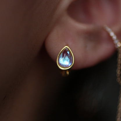 Mermaid Teardrop Ear Cuff, Moonlight Drip Design, 925 Sterling Silver with 1mm Post