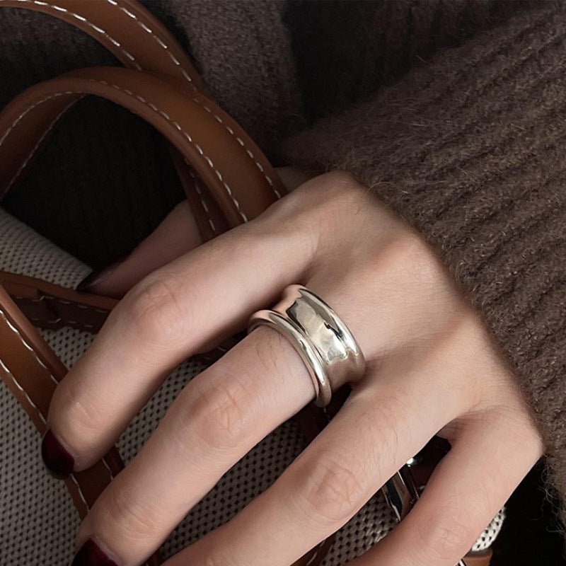 Exclusive Tiger's Eye Cat's Eye Ring, Women's Stylish & Retro Wide Band, Adjustable Cool Open Finger Ring