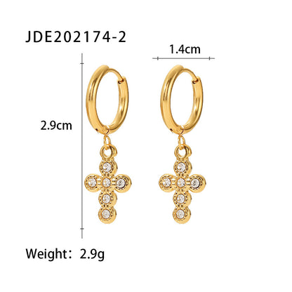 18K Gold-Plated Titanium Steel Earrings with AAA Zirconia and Pearls