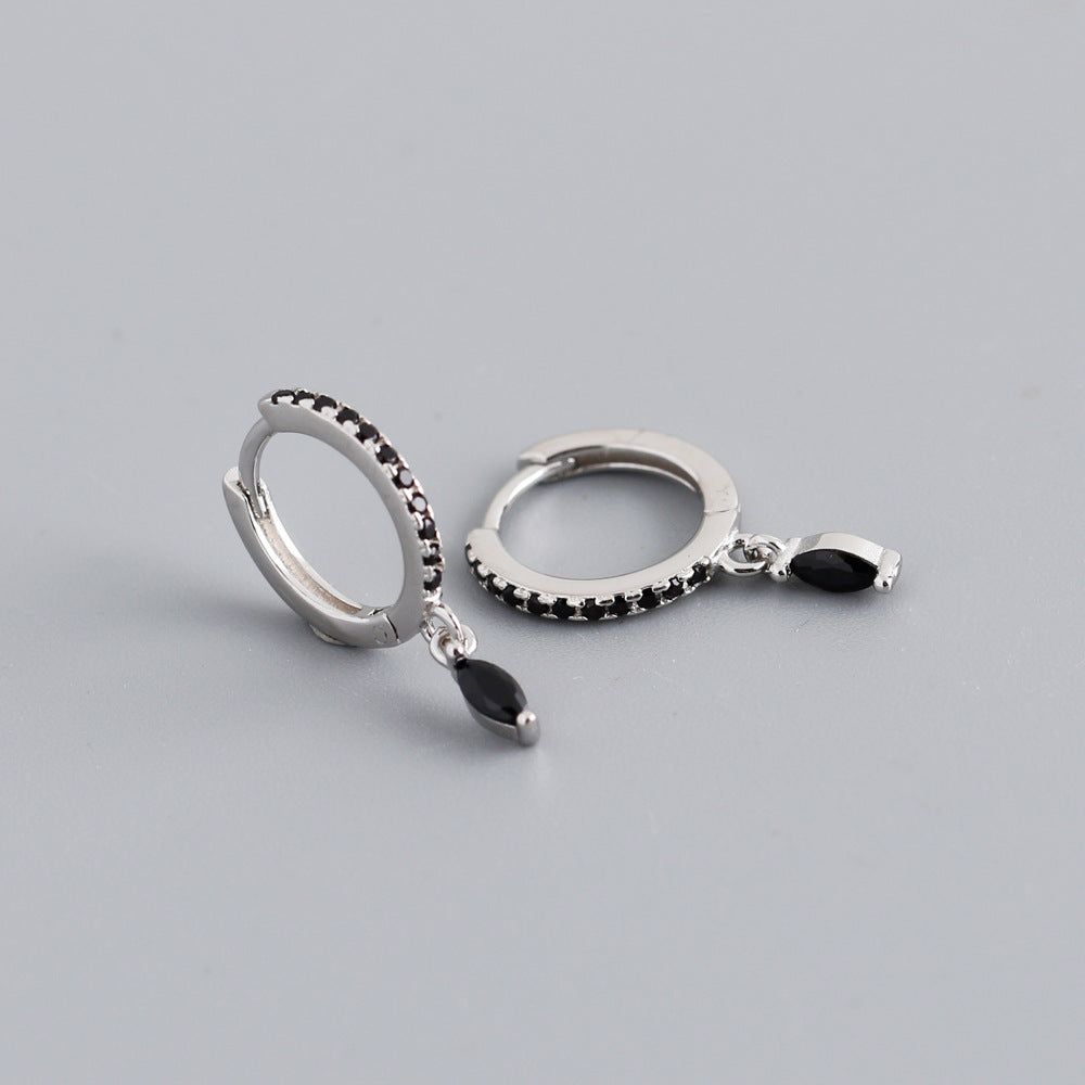 Elegant Multicolor Marquise Gemstone S925 Sterling Silver Hoop Earrings