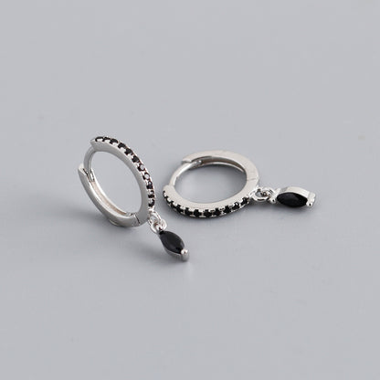 Elegant Multicolor Marquise Gemstone S925 Sterling Silver Hoop Earrings