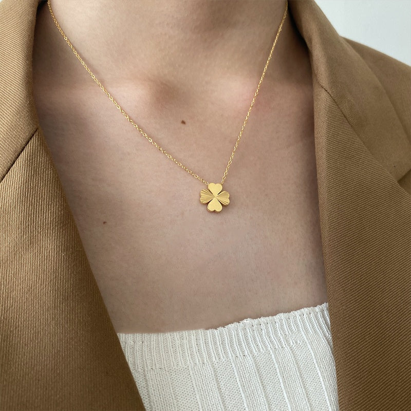 Lucky Clover Titanium Steel Choker Necklace