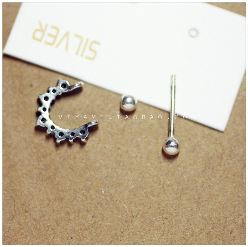 Dark Gothic Ear Cuff, Gold-Plated Silver, Crystal-Studded 925 Silver U-Shape Punk Earrings
