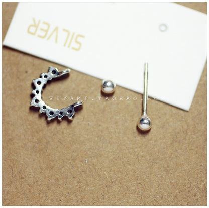 Dark Gothic Ear Cuff, Gold-Plated Silver, Crystal-Studded 925 Silver U-Shape Punk Earrings