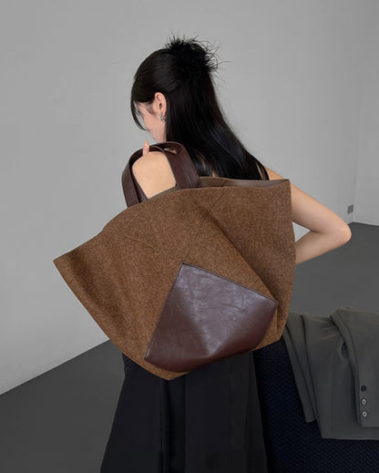Vintage Wool Tote, Premium Large Capacity, Shoulder and Hand Carry Bag