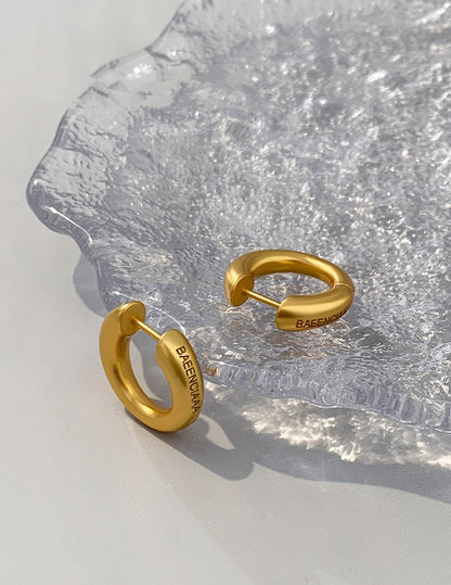Matte Gold Hoop Earrings, Copper with Satin K-Gold and White Gold Plating