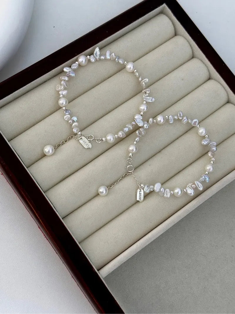 Elegant Baroque Pearl Petal Bracelet – Handcrafted Natural Stone Jewelry