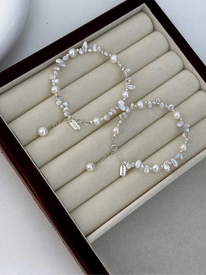 Elegant Baroque Pearl Petal Bracelet – Handcrafted Natural Stone Jewelry