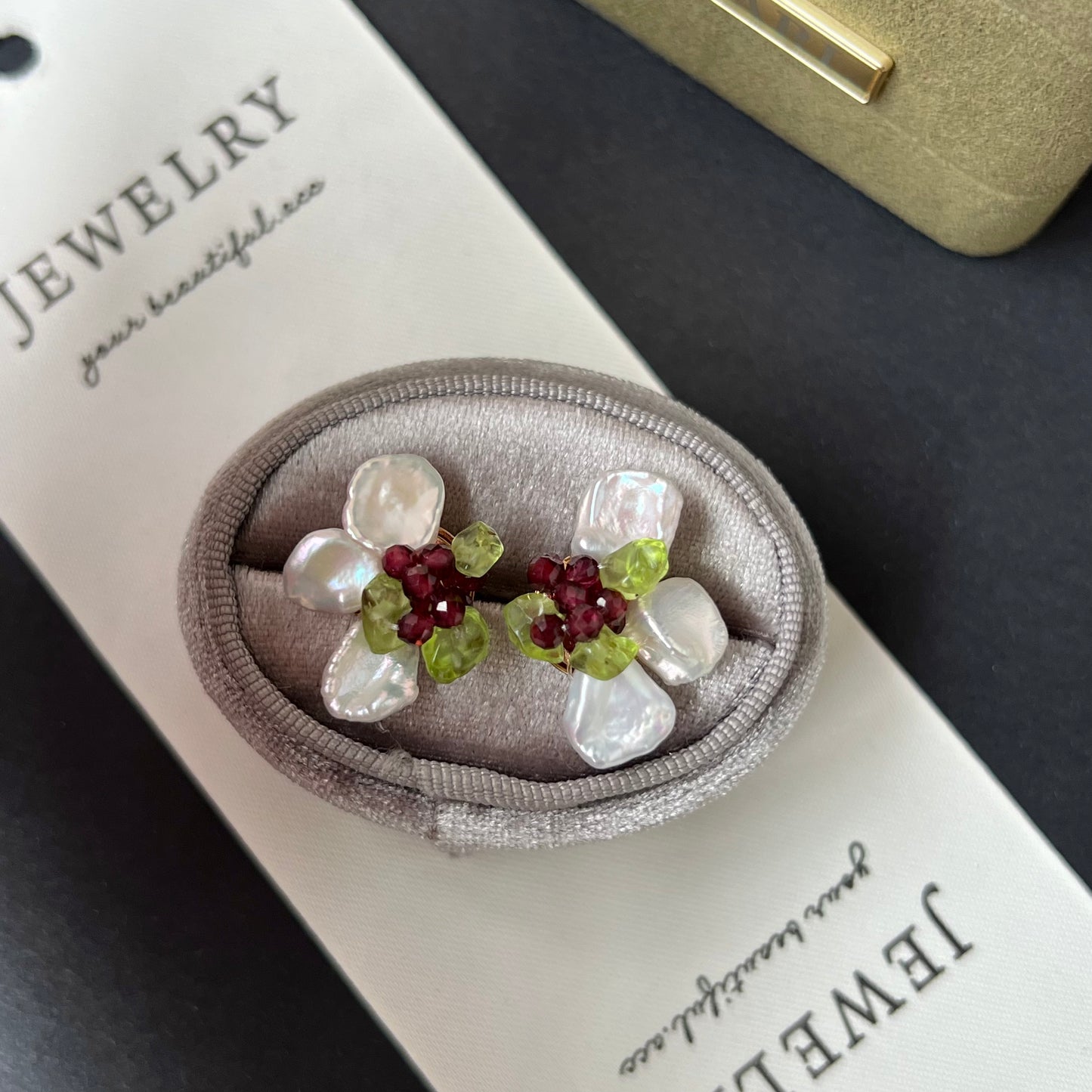 Natural Baroque Petal Pearl Handmade Woven Elegant Sweet Earrings S925 Silver Needle
