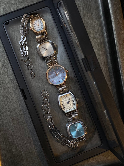 Vintage Punk Multicolor 5-Clock Watch Choker Necklace, Customizable Choker Necklace.