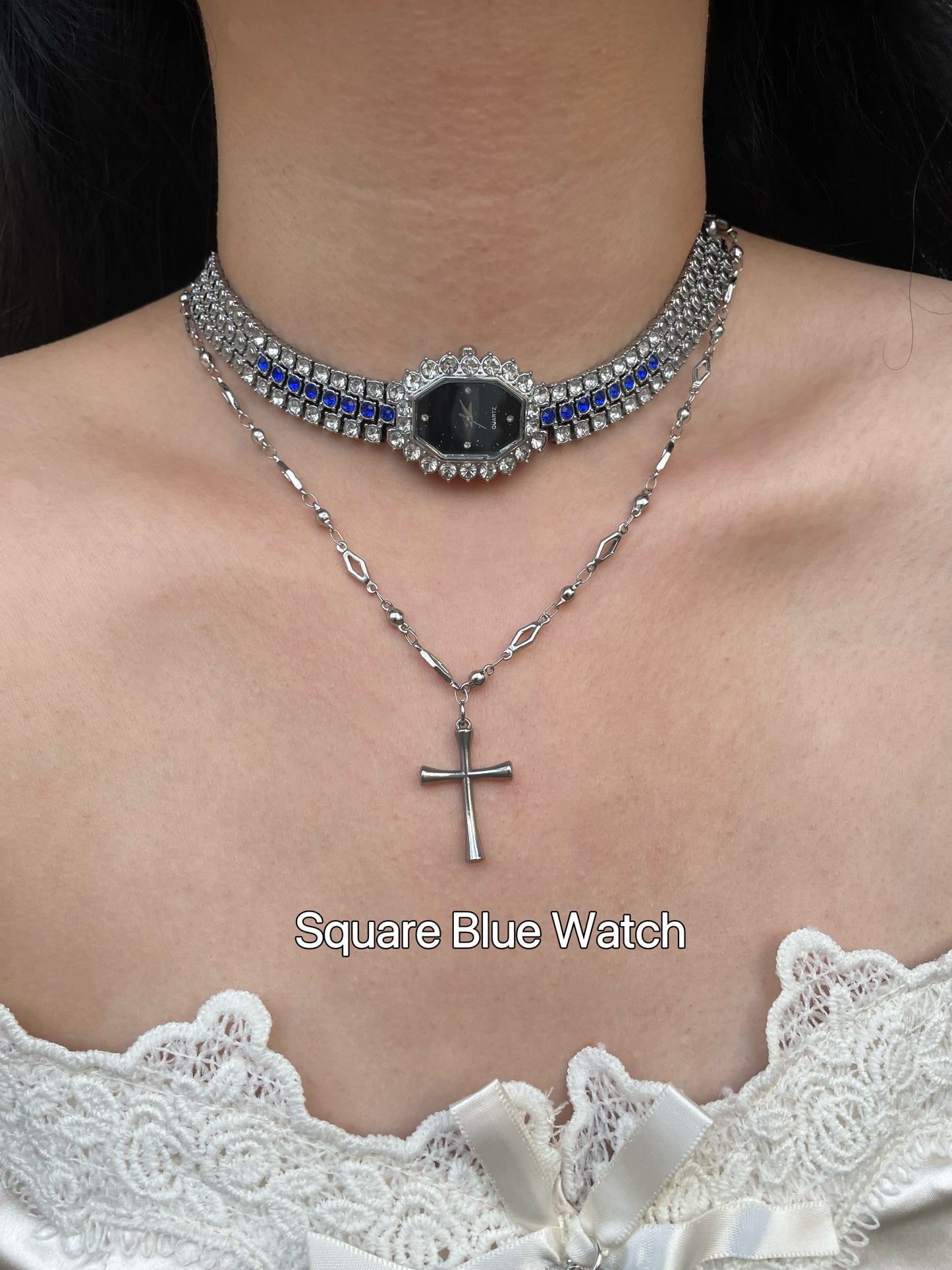 Elegant Diamonds Watch Choker Neckalce