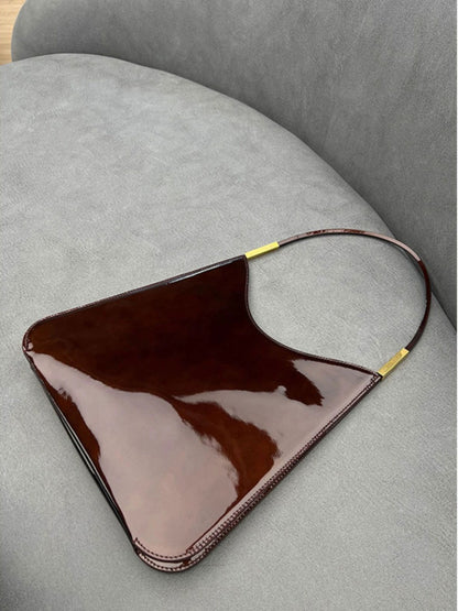Burgundy Patent Leather Commuter Tote，Stylish and Spacious, Perfect for Every Occasion