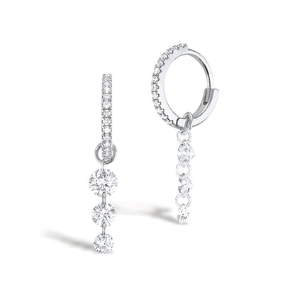S925 Sterling Silver Zircon Pendant Hoop Earrings, Luxurious & Stylish, Versatile Everyday Accessory