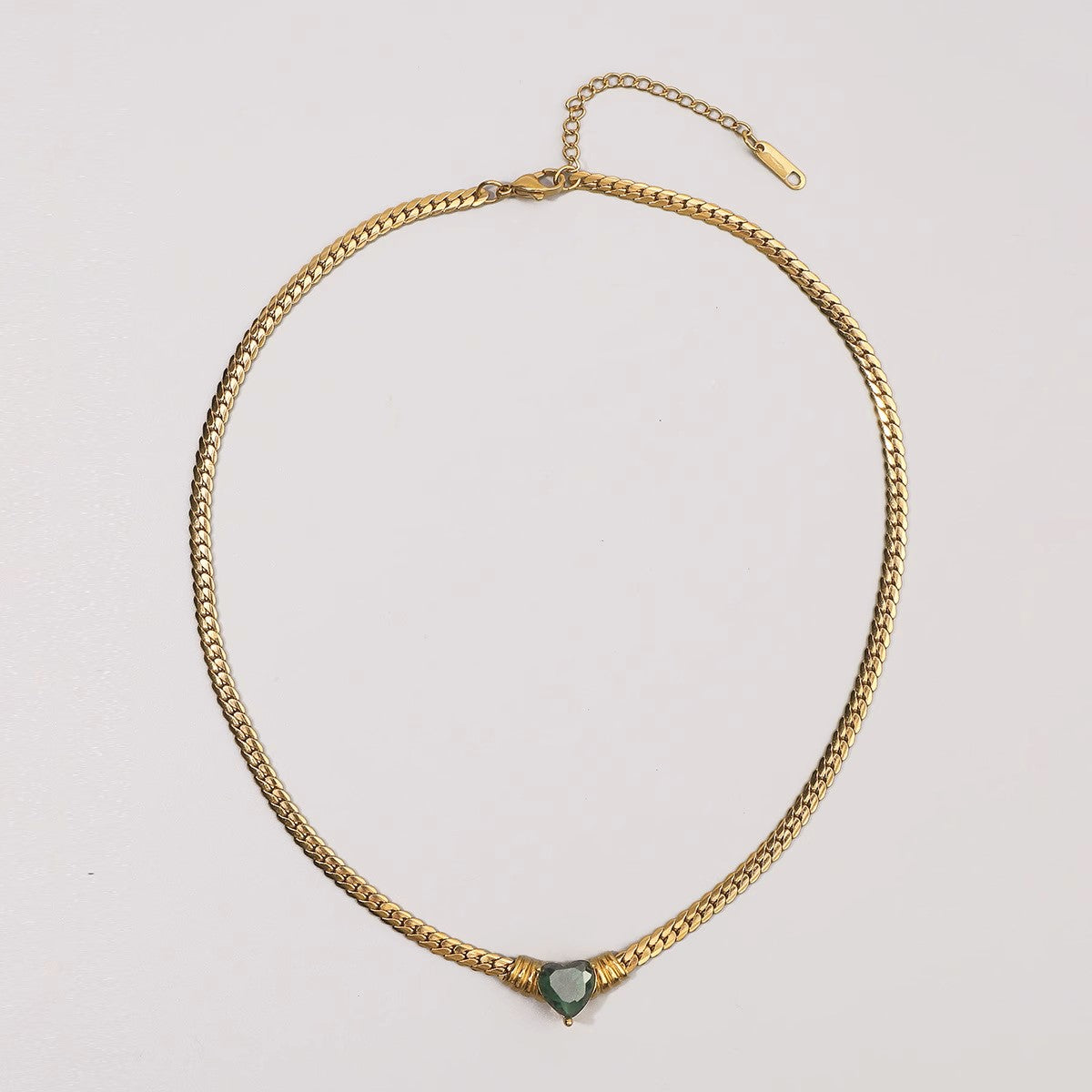 MoJone Vintage 18K Gold-plated Green Zicron Necklace for Female