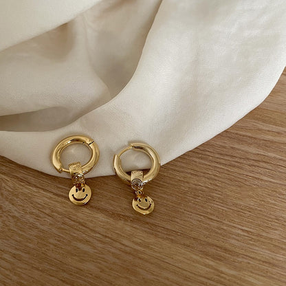 Minimalist Smile Earrings, Unique Design, Gold-Plated Copper Ear Cuff
