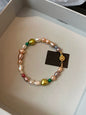 Fresh water pearl baroque Jewelry set with rainbow colors shaded ombre gradient style