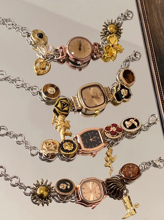 Vintage Gold Multi-Charm Watch Chain