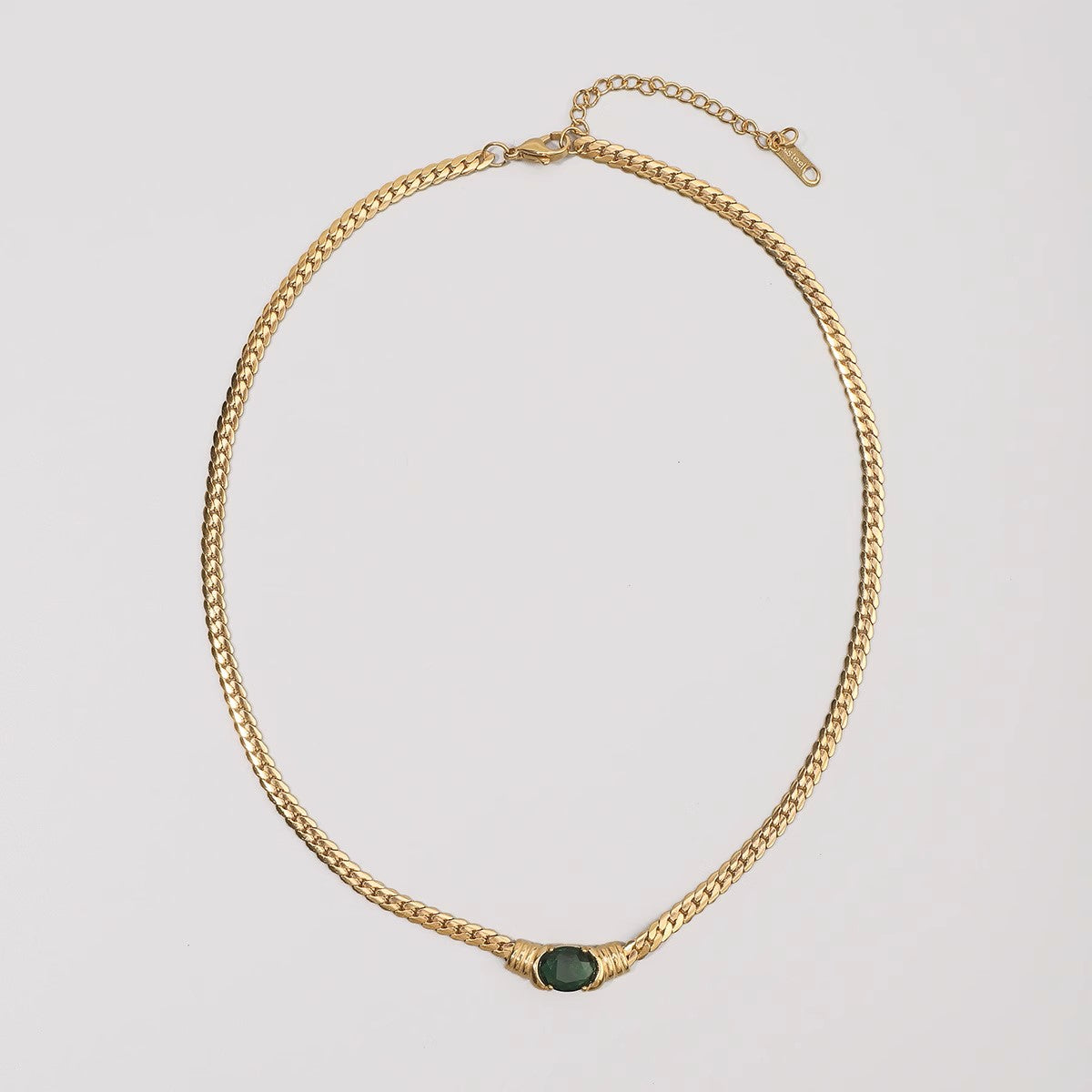 MoJone Vintage 18K Gold-plated Green Zicron Necklace for Female