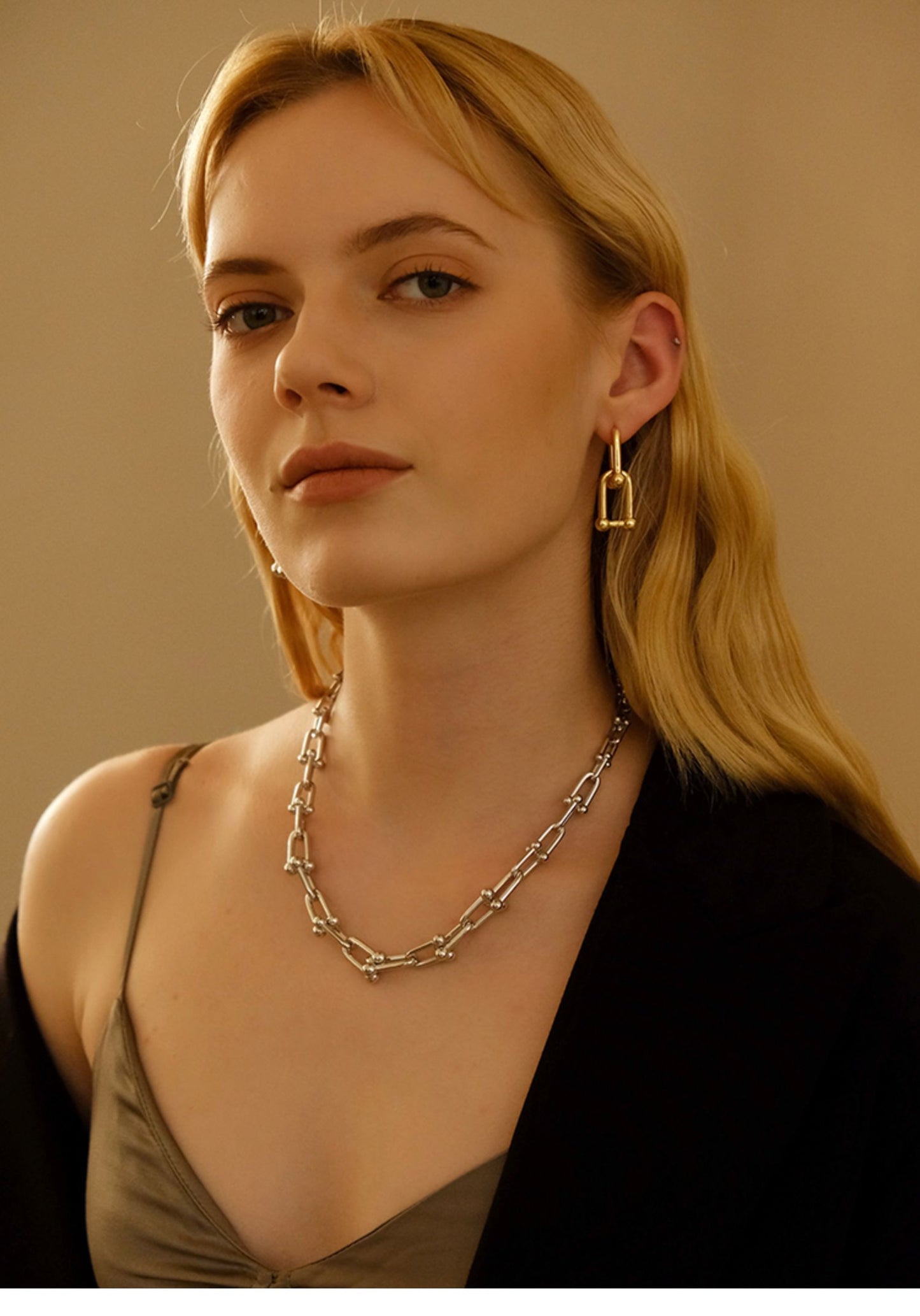 Classic U-Shape Hoop Earrings, 18K Gold-Plated Copper, Minimalist Luxury Style