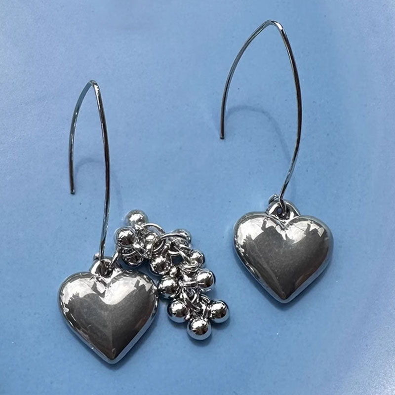 Asymmetric Heart Shape Drop Earrings Titanium for Women Teens Dangle Earrings Hook