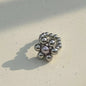 Handmade Beaded Flower Rings Cute Vintage Titanium Steel Bead Jade Finger Rings for Women Jewelry