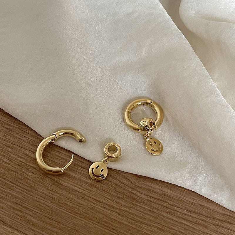 Minimalist Smile Earrings, Unique Design, Gold-Plated Copper Ear Cuff