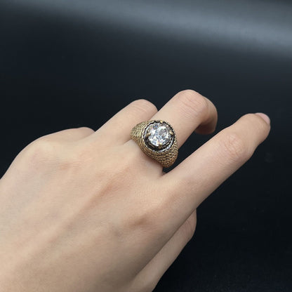 Oval Pure Copper Adjustable Ring, Genuine Gold Plated, Stylish and Artistic