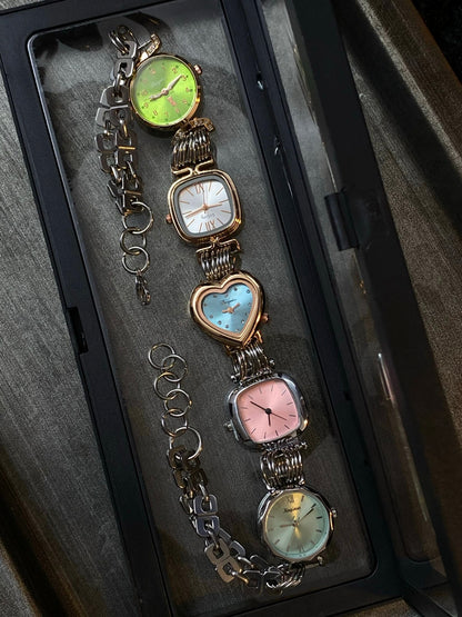 Vintage Punk Multicolor 5-Clock Watch Choker Necklace, Customizable Choker Necklace.