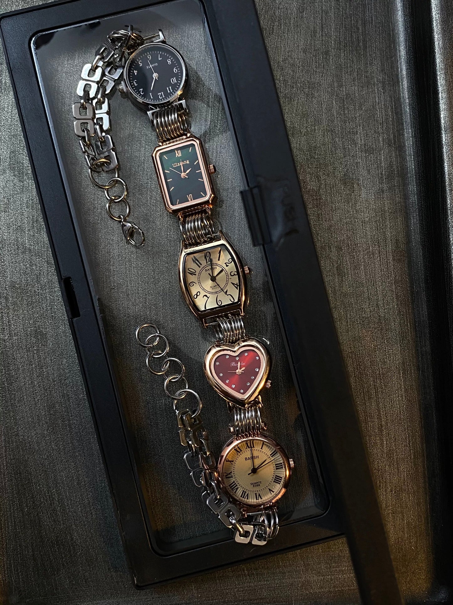 Vintage Punk Multicolor 5-Clock Watch Choker Necklace, Customizable Choker Necklace.