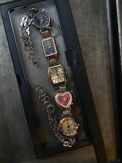 Vintage Punk Multicolor 5-Clock Watch Choker Necklace, Customizable Choker Necklace.