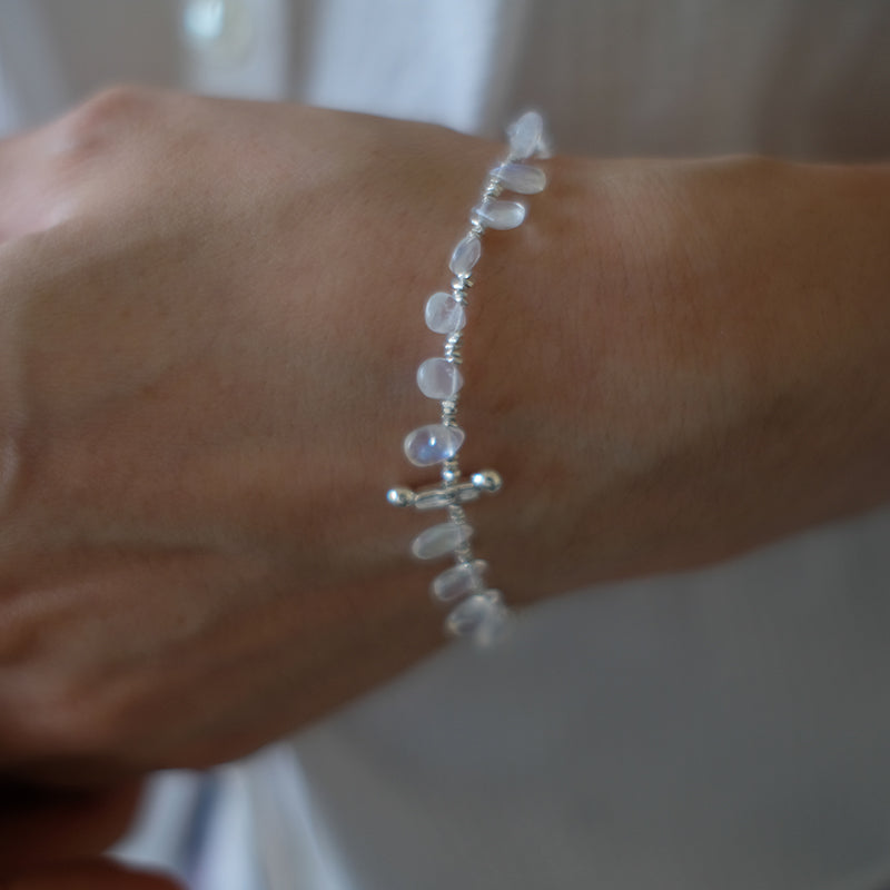 Handcrafted Moonstone Bracelet, 925 Silver, Gift Idea