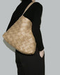 Soft Leather Woven Tote, Large Capacity Hobo Bucket Bag, Premium Satchel with Child Bag