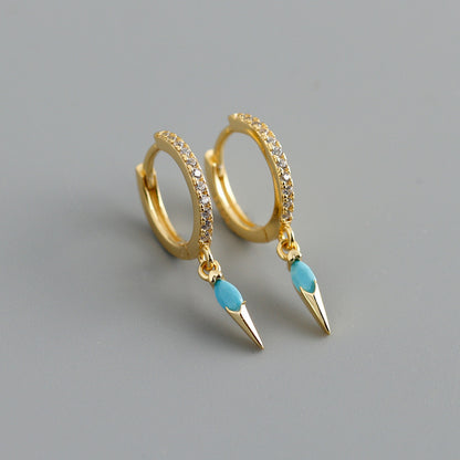 Elegant s925 Sterling Silver Hoop Earrings with Marquise Gemstones & Diamond Accents
