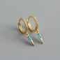 Elegant s925 Sterling Silver Hoop Earrings with Marquise Gemstones & Diamond Accents