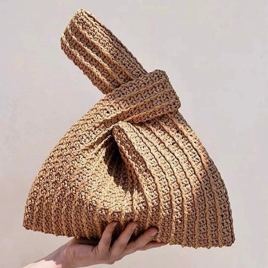 Bohemian Knitted Clutch: Exquisitely Handmade Crochet Wristlet Bag for Women, Ideal Companion for Beach Strolls and Tropical Getaways - Perfect for Summer Fashion, Vacation Accessories, and Handcrafted Beach Bags