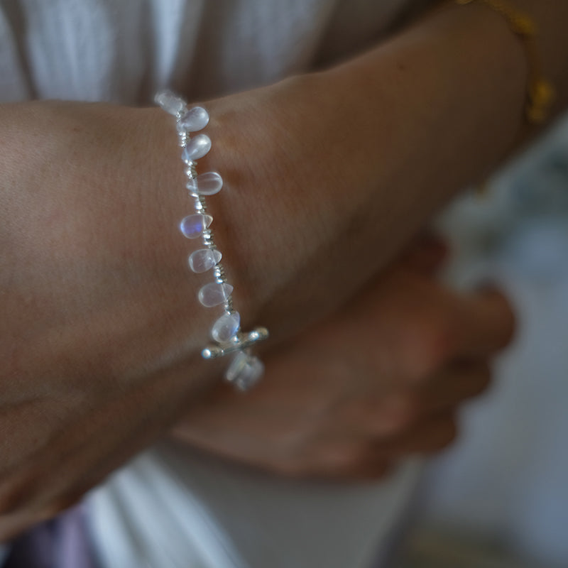 Handcrafted Moonstone Bracelet, 925 Silver, Gift Idea