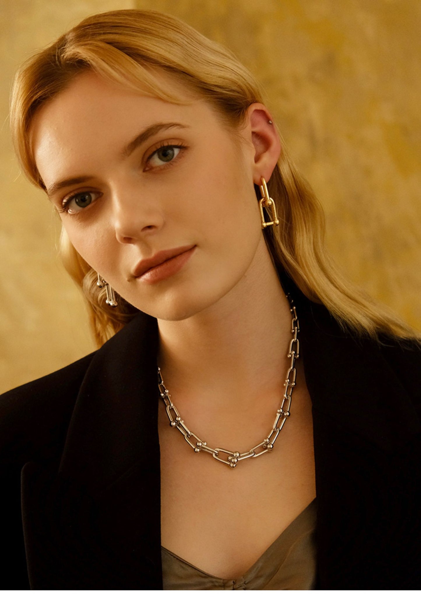 Classic U-Shape Hoop Earrings, 18K Gold-Plated Copper, Minimalist Luxury Style