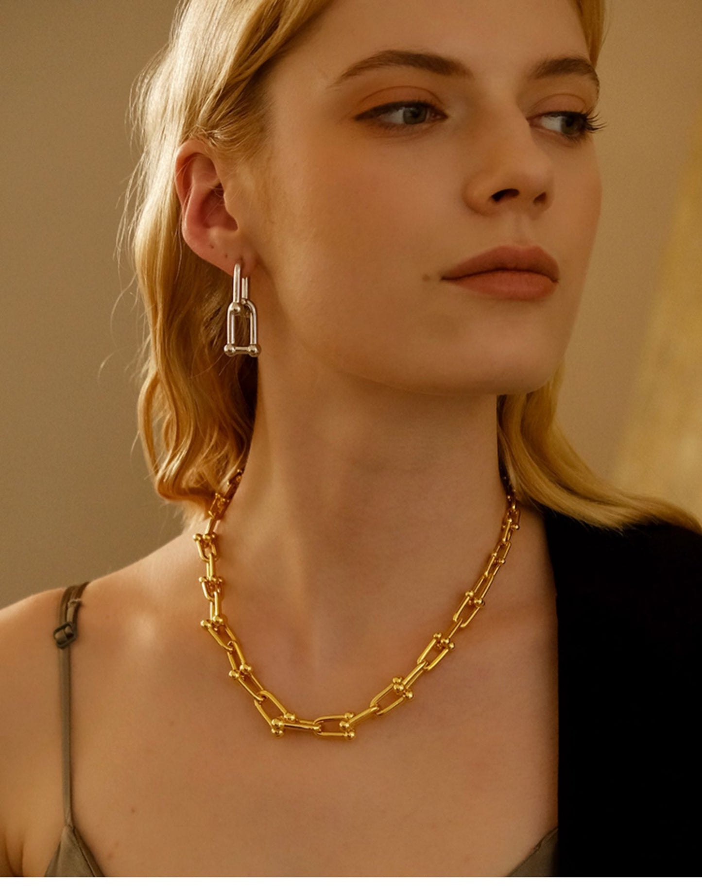 Classic U-Shape Hoop Earrings, 18K Gold-Plated Copper, Minimalist Luxury Style