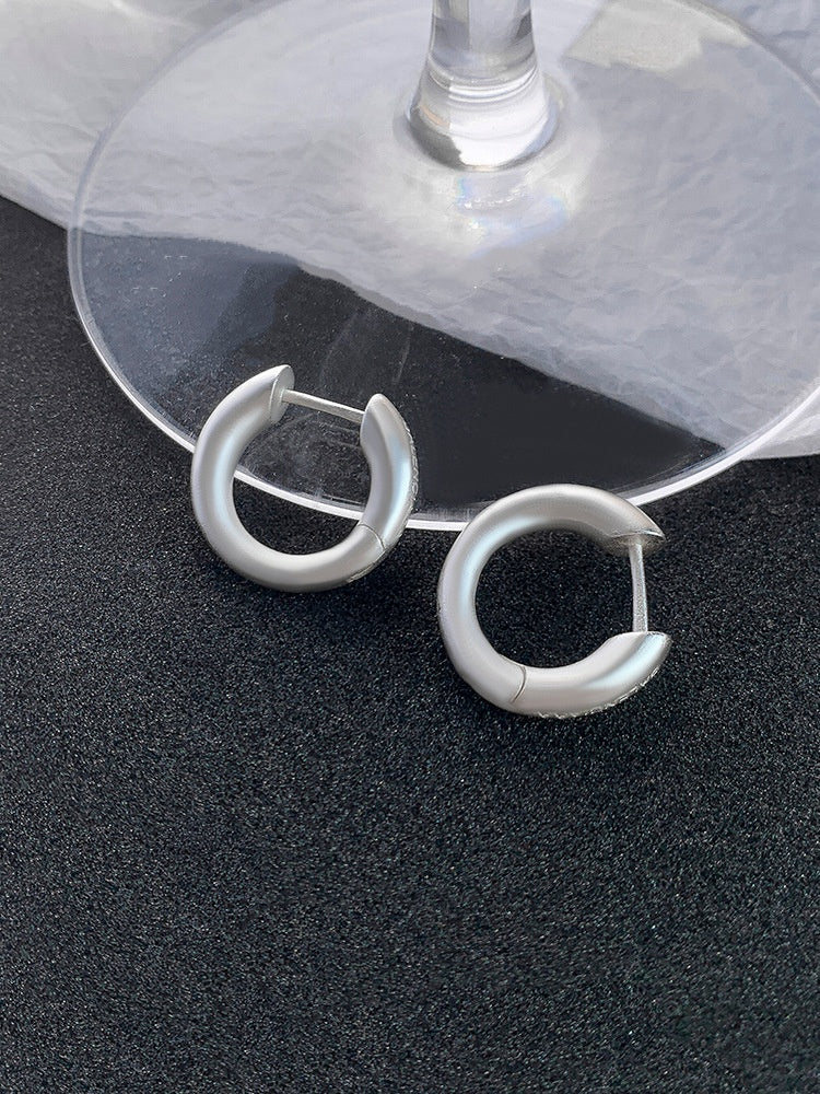 Matte Gold Hoop Earrings, Copper with Satin K-Gold and White Gold Plating